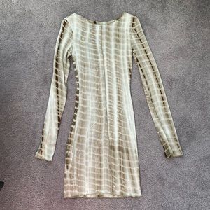 Princess Polly Green and White Tie Die Mini Dress